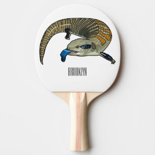 Blue-tongued skink cartoon illustration ping pong paddle