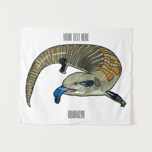 Blue-tongued skink cartoon illustration tapestry