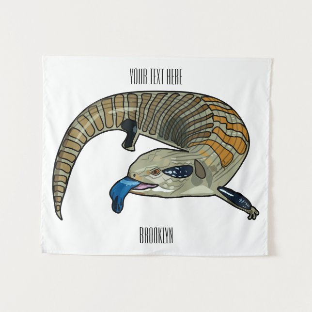 Blue-tongued skink cartoon illustration tapestry (Front (Horizontal))