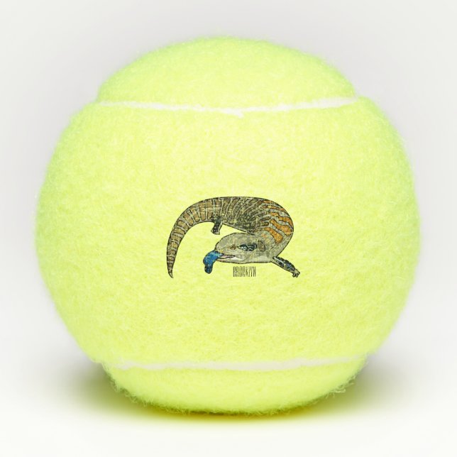 Blue-tongued skink cartoon illustration tennis balls (Front)