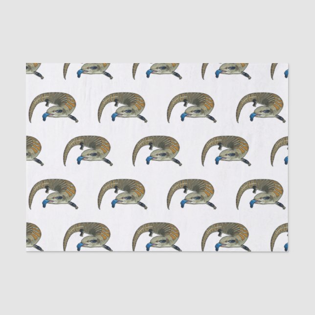 Blue-tongued skink cartoon illustration tissue paper (Front)