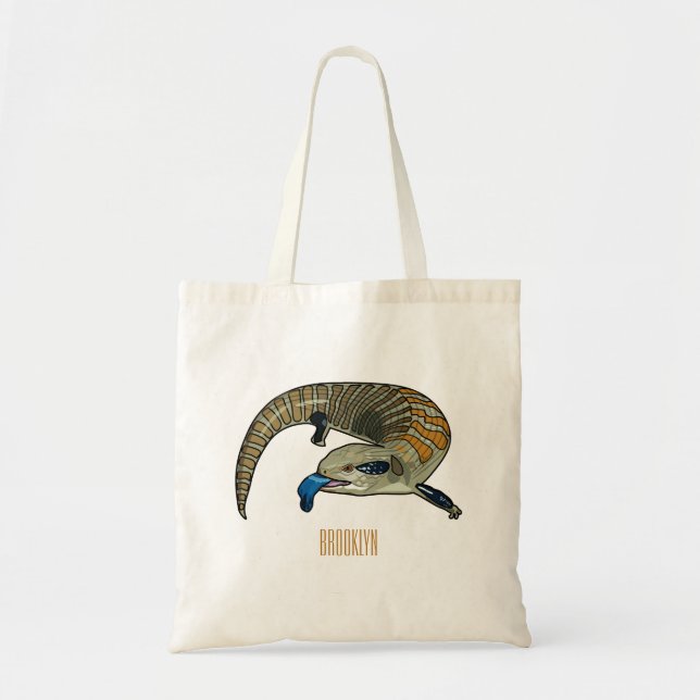 Blue-tongued skink cartoon illustration tote bag (Front)