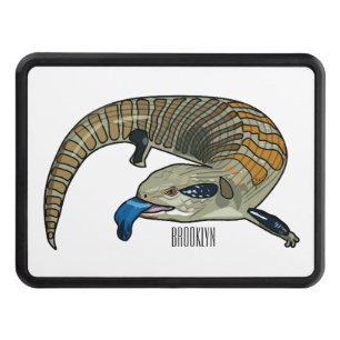 Blue-tongued skink cartoon illustration trailer hitch cover