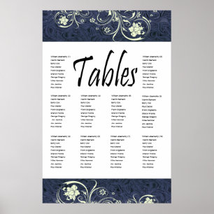Blue Tooled Leather and Cream Lace Seating Chart