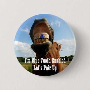 Blue Tooth Enabled Horse 2 Inch Round Button