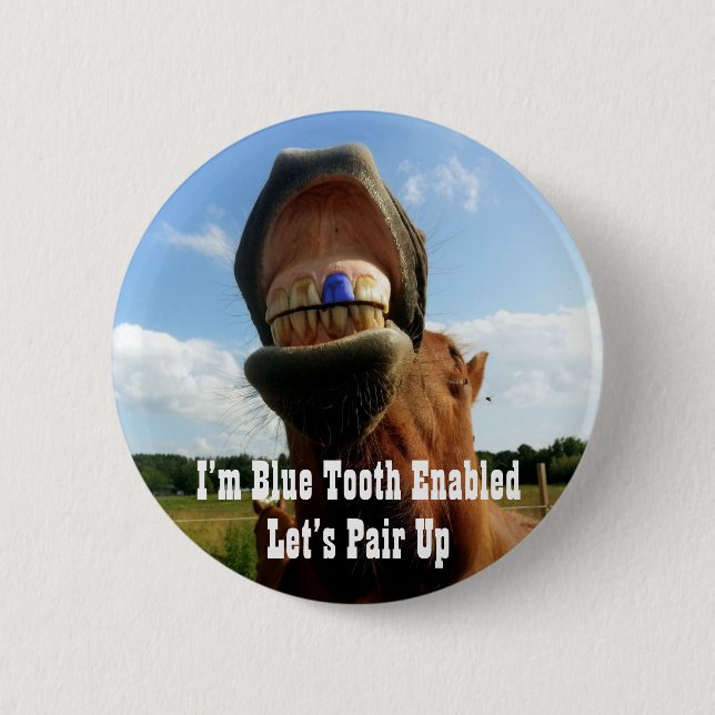 Blue Tooth Enabled Horse 2 Inch Round Button (Front)