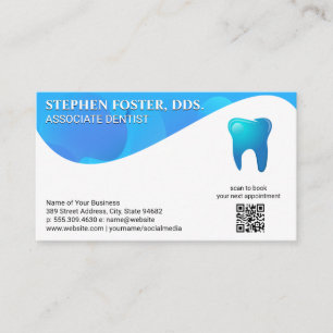 Blue Tooth Logo    Dentistry   QR Code Custom Business Card