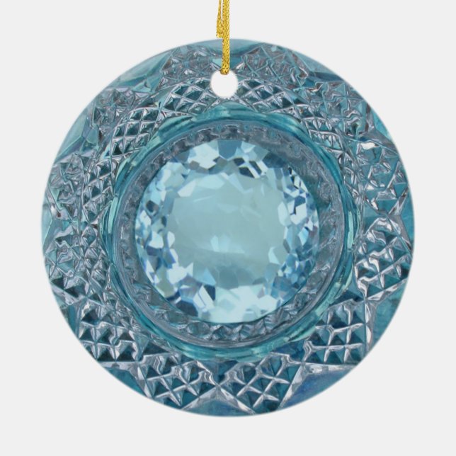 Blue Topaz and Cut Glass Ceramic Ornament (Back)