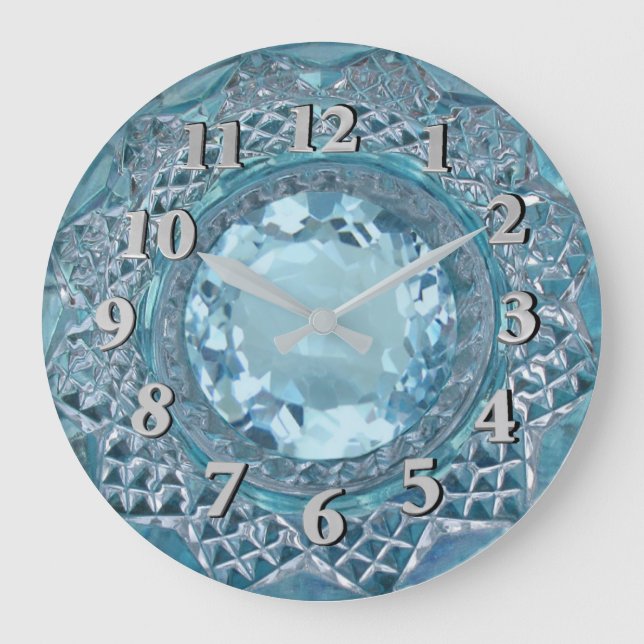 Blue Topaz and Cut Glass Large Clock (Front)