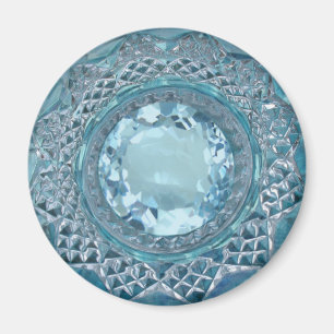 Blue Topaz and Cut Glass Magnet