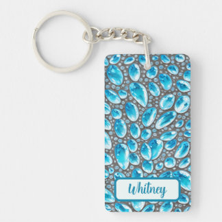 Blue Topaz and Silver Inspired Keychain (06)