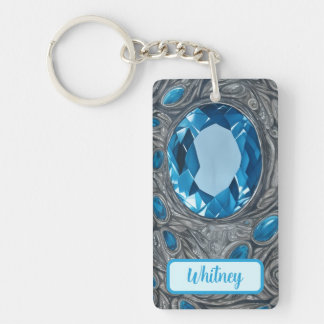 Blue Topaz and Silver Inspired Keychain (10)