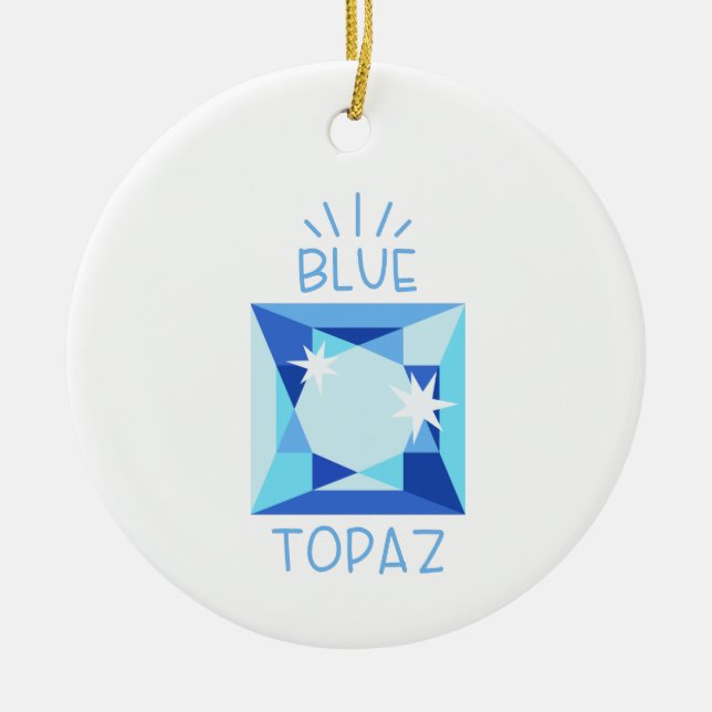 Blue Topaz Birthstone Ceramic Ornament (Front)