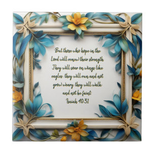 Blue Topaz Blossom Frame Tile