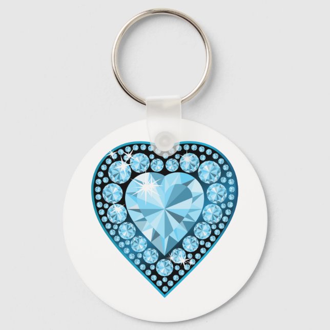 Blue Topaz Gem Heart Keychain (Front)