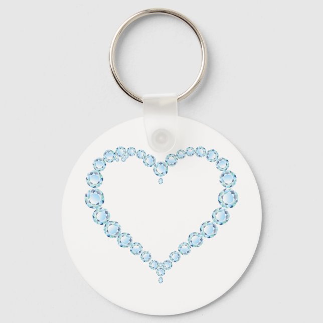 Blue Topaz Gem Heart Keychain (Front)