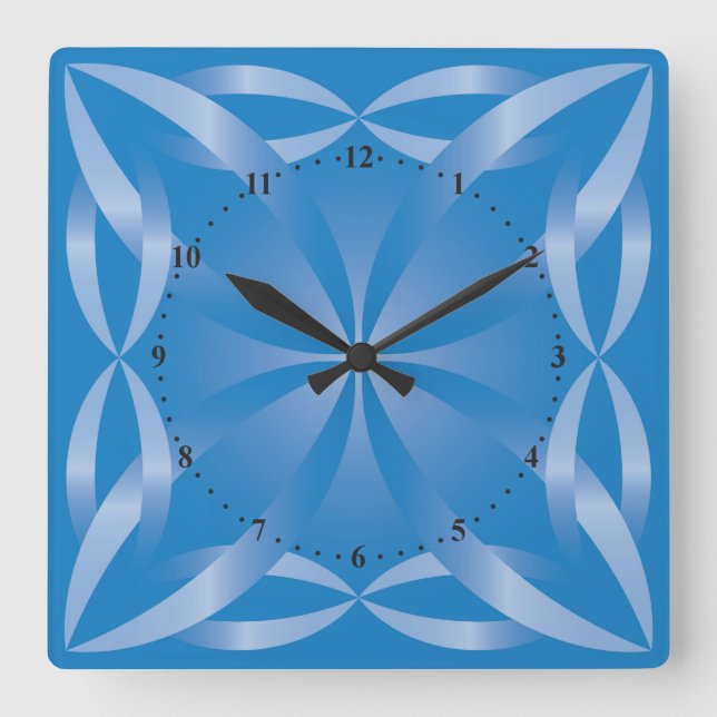 blue topaz pattern square wall clock (Front)