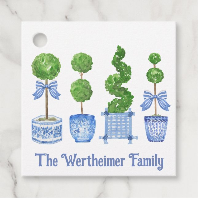 Blue Topiary Chinoserie Favour Tag (Front)