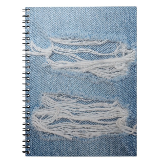 Blue torn denim jeans texture background. Stylish, Notebook (Front)