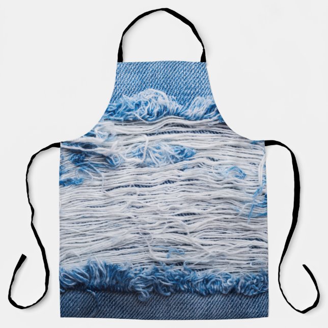 Blue torn denim jeans texture with space for text apron (Front)