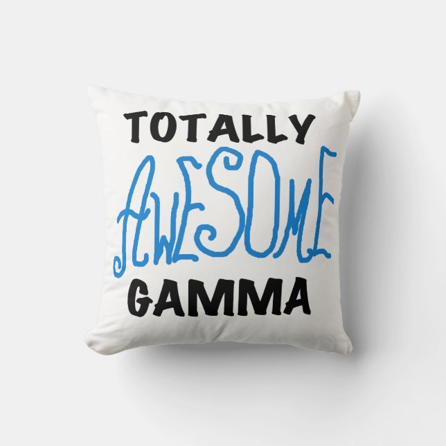 Blue Totally Awesome Gamma Gifts Throw Pillow (Front)