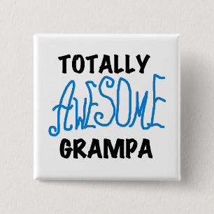 Blue Totally Awesome Grampa T-shirts and Gifts 2 Inch Square Button