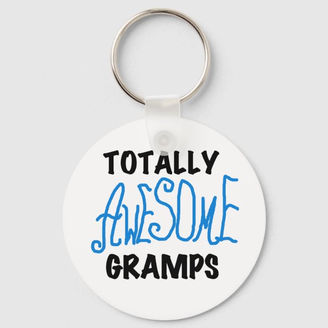 Blue Totally Awesome Gramps T-shirts and Gifts Keychain (Front)