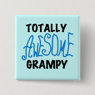 Blue Totally Awesome Grampy Tshirts and Gifts 2 Inch Square Button