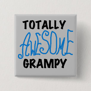 Blue Totally Awesome Grampy Tshirts and Gifts 2 Inch Square Button