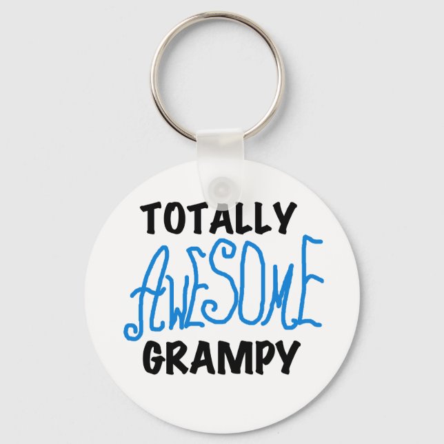 Blue Totally Awesome Grampy Tshirts and Gifts Keychain (Front)
