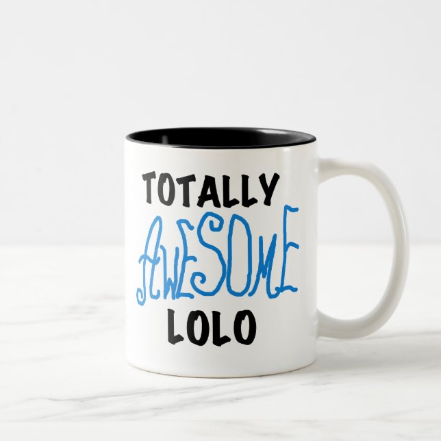 Blue Totally Awesome Lolo T-shirts and Gifts Two-Tone Coffee Mug (Right)