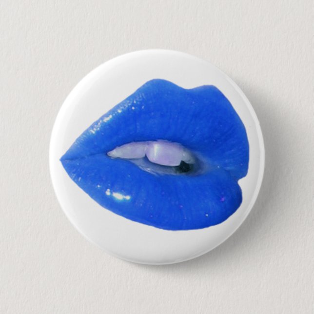 Blue Toxic Kiss 2 Inch Round Button (Front)
