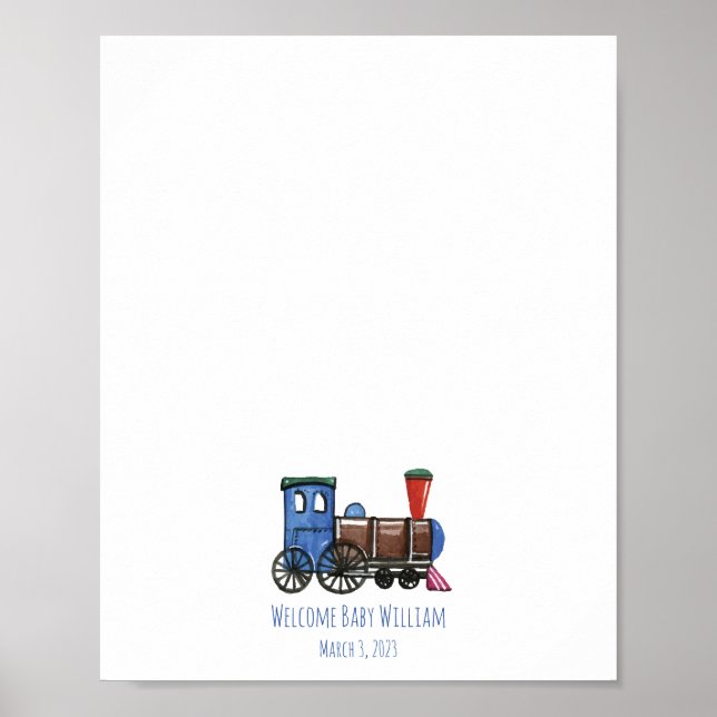 Blue Toy Train Fingerprint Livre d'or (Devant)