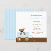 Blue Toy Wagon Bear Baby Shower