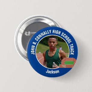 Blue Track & Field Photo High School Athlete 2 Inch Round Button
