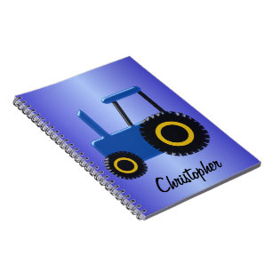 Blue Tractor Design Personalised Notebook