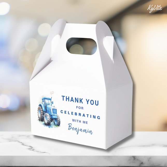 Blue Tractor Gable Box Template Boy Birthday (Creator Uploaded)
