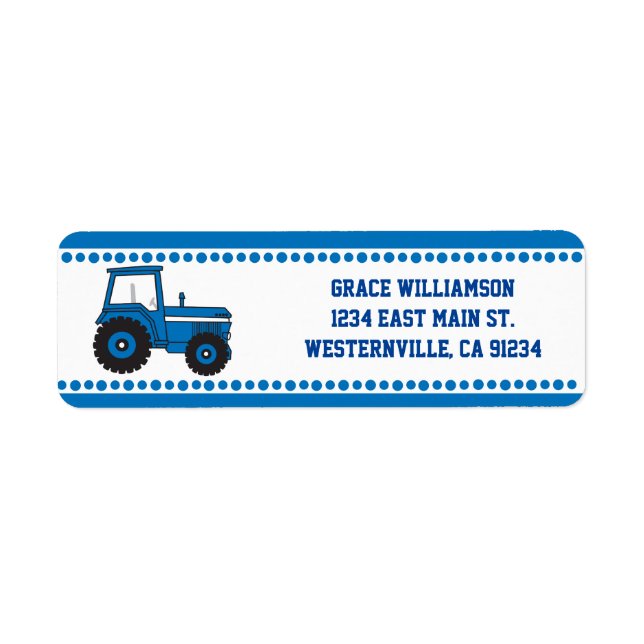 Blue Tractor Return Address Labels (Front)