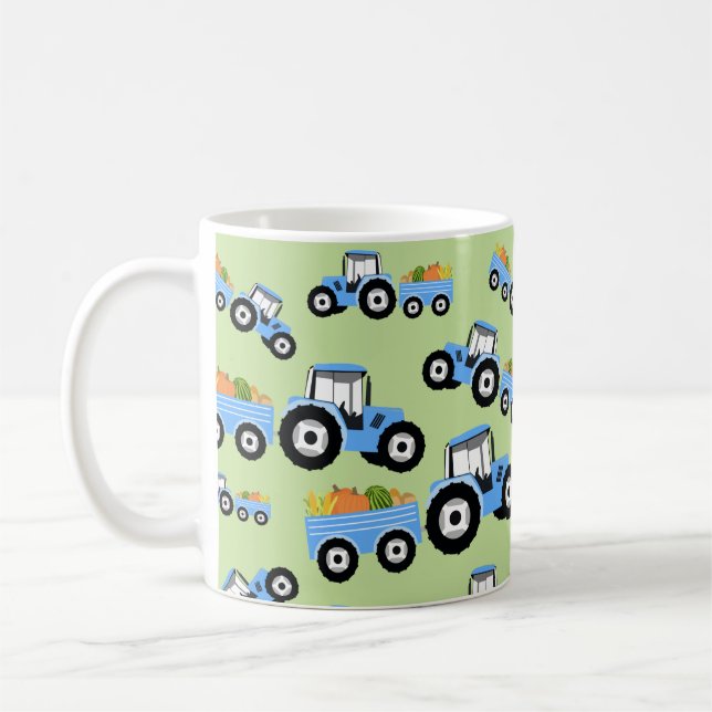 Blue Tractor Truck Farm Produce Coffee Mug (Left)