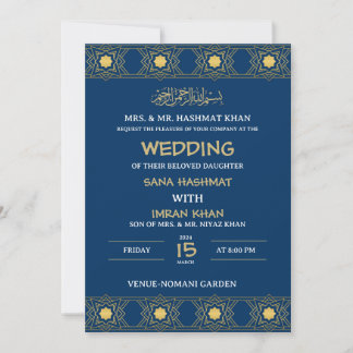Blue Tradational Muslim Wedding Invitation