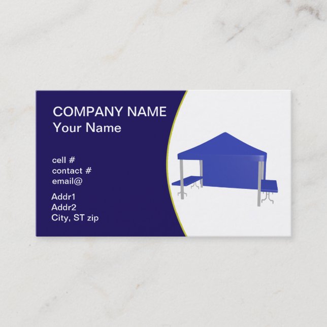 Blue trade show tent business card (Front)