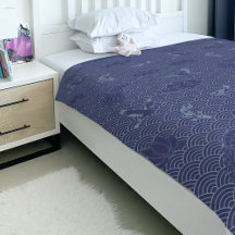 Blue Traditional Japanese Wave Seigaiha Pattern