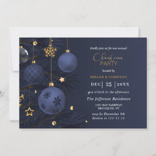 Blue Traditional Merry Christmas Holiday Party Invitation