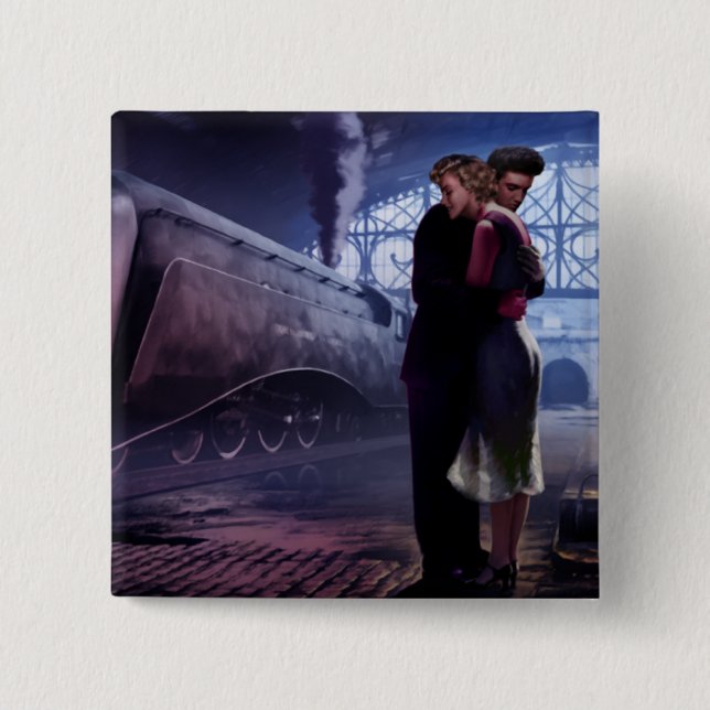 Blue Train 2 2 Inch Square Button (Front)