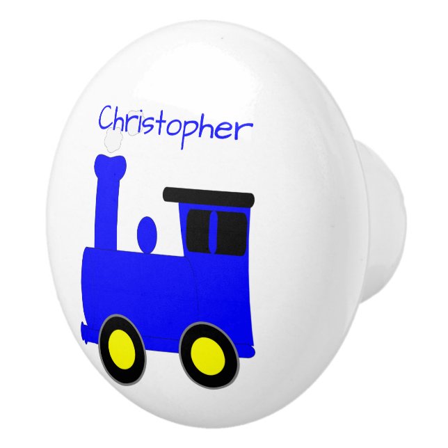 Blue Train Design Personalised Ceramic Knob (Right)