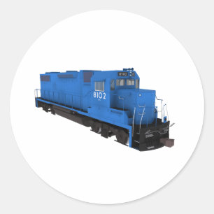 Blue Train Engine: Classic Round Sticker