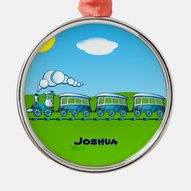 Blue Train template Metal Ornament (Front)