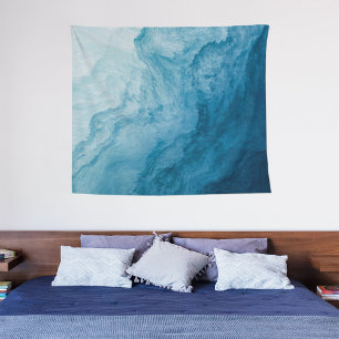 Blue Tranquil Ocean Waves Nature Abstract Art Tapestry
