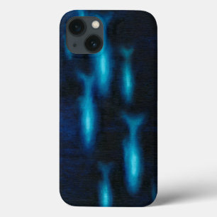 Blue Translucent Fish Silhouettes iPhone 13 Case
