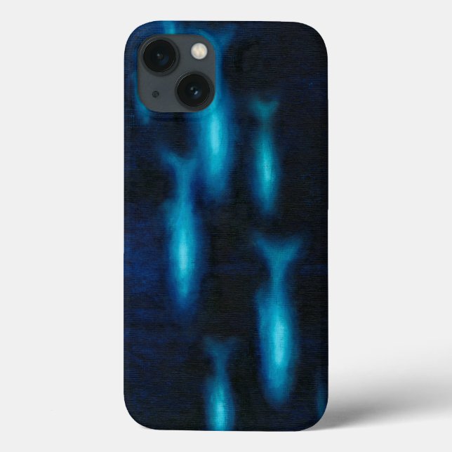 Blue Translucent Fish Silhouettes Case-Mate iPhone Case (Back)